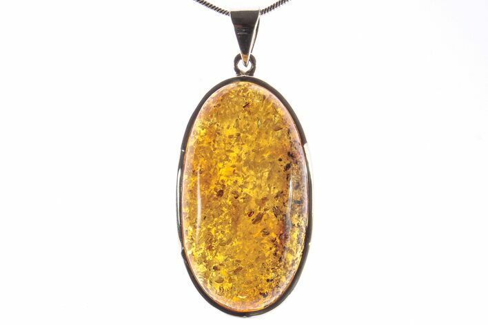 Polished Baltic Amber Pendant (Necklace) - Sterling Silver #279214